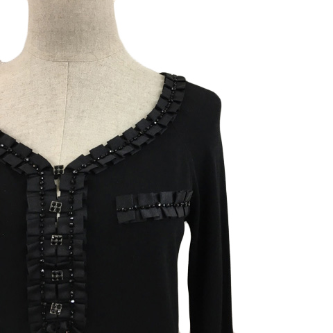 エポカ EPOCA セーター ニット プルオーバー Vネック フリル ビーズ  