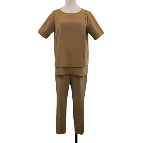 プラステ　リネンブレンド　セットアップ　ブラウン　S PLST ブラウン セットアップ Sサイズ プラステリネンブレンド