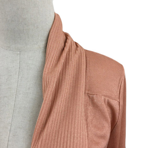 グローブ ニットカーディガン ショールカラー 前開き リボンベルト付き L 緑