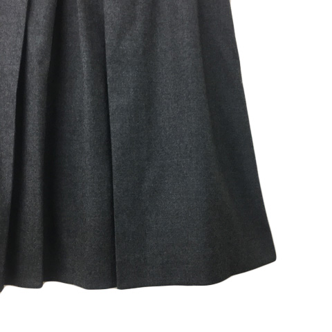 エフデ ef-de スカート プリーツ フレア 膝丈 無地 ウール 11 グレー レディース