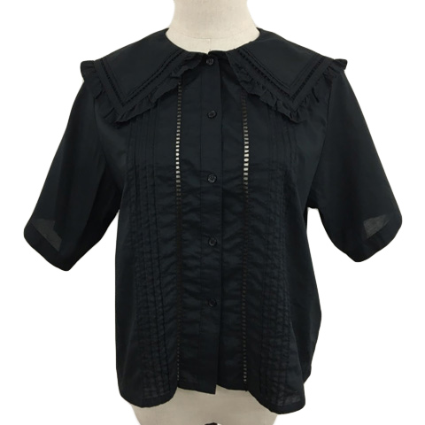 レイビームス Ray Beams シャツ ブラウス ビッグカラー レース 無地 五 