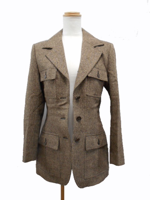 カルバンクライン Calvin Klein サファリジャケット ウール ヘリンボーン 11 ブラウン Ft レディース 176 ベクトルパーク