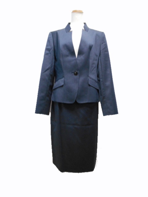 銀座マギー Maggy スーツ ジャケット スカート スタンドカラー ピンストライプ 40 ネイビー Ft レディース 176 ベクトルパーク