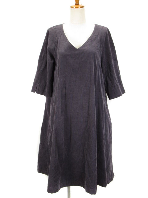 サラバレー Sarah Valley ワンピース Vネック コーデュロイ 七分袖 グレー レディース 176 ベクトルパーク