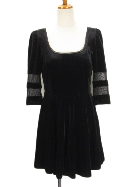 ダズリン Dazzlin ワンピース フレア ベロア メッシュ 五分袖 M 黒 レディース 176 ベクトルパーク ダズリン Dazzlin ワンピース フレア ベロア メッシュ 五分袖 M 黒 レディース 176 ベクトルパーク