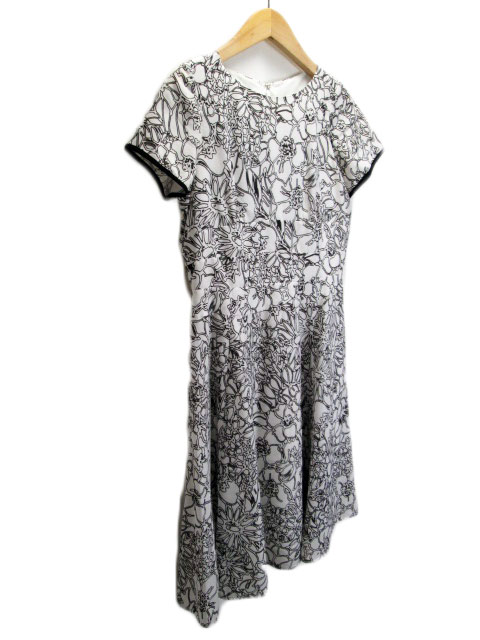 ファビア Fabia オットー ワンピース フレア 花柄 半袖 S 白 黒 レディース 176 ベクトルパーク