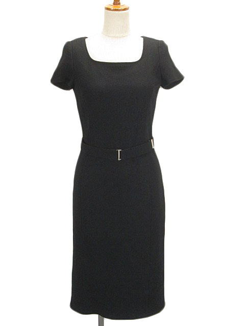 ボッシュ Bosch ワンピース タイト 半袖 スリット ウール 38 黒 ブラック レディース 176 ベクトルパーク