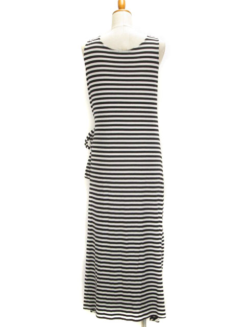 ビス Vis ワンピース ボーダー ロング マキシ リボン ノースリーブ M 白 黒 レディース 176 ベクトルパーク