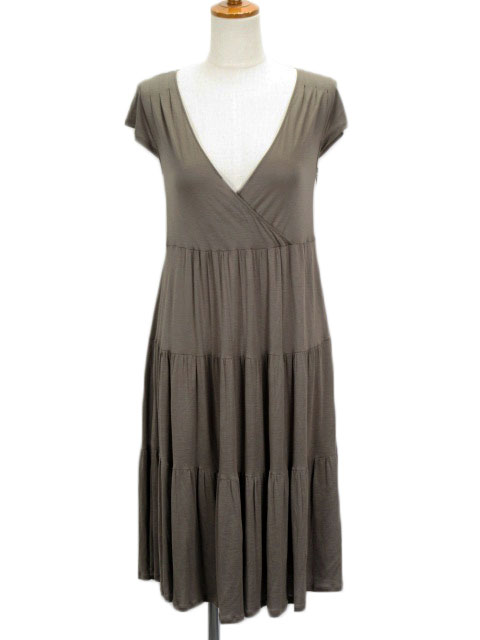 ノーリーズ Nolley S ワンピース フレア カシュクール フレンチスリーブ 38 グレー レディース 176 ベクトルパーク