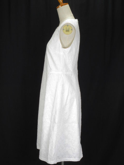 アマカ Amaca ワンピース フレア ペイズリー 刺繍 ノースリーブ 40 白 ホワイト レディース 176 ベクトルパーク