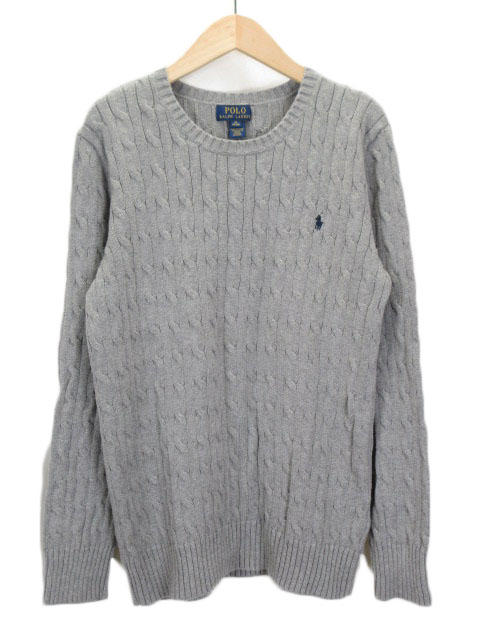ポロ ラルフローレン Polo Ralph Lauren セーター ニット クルーネック ケーブル編み Xl グレー メンズ 176 ベクトルパーク