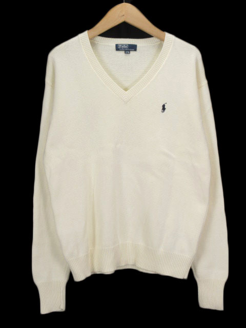 ポロ バイ ラルフローレン Polo By Ralph Lauren セーター ニット Vネック 長袖 コットン 170 国内正規 アイボリー キッズ 176 ベクトルパーク