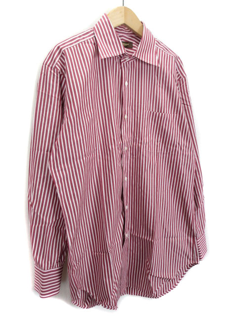 ポールスチュアート Paul Stuart シャツ ストライプ ブロード 長袖 41 84 ボルドー ピンク メンズ 176 ベクトルパーク