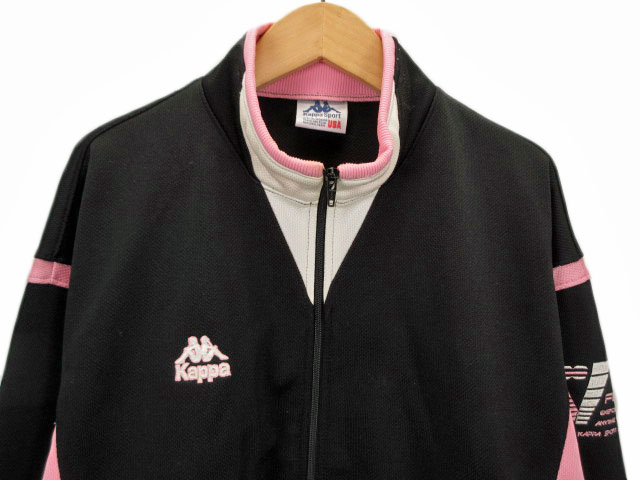 カッパ Kappa トラックジャケット ジャージ ライン 刺繍 L 黒 ブラック ピンク メンズ 176 ベクトルパーク