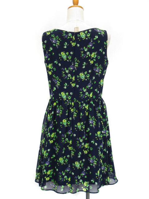 コムサイズム Comme Ca Ism ワンピース フレア 花柄 ギャザー ノースリーブ シフォン M 紺 ネイビー レディース 176 ベクトルパーク