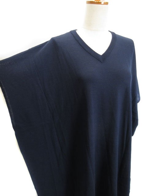 ミズイロインド Mizuiro Ind Vネックコクーンワンピース ウール 紺 ネイビー レディース 176 ベクトルパーク