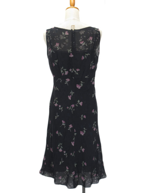 コムサデモード Comme Ca Du Mode ワンピース フレア 花柄 Vネック レース ノースリーブ M 黒 ブラック レディース 176 ベクトルパーク
