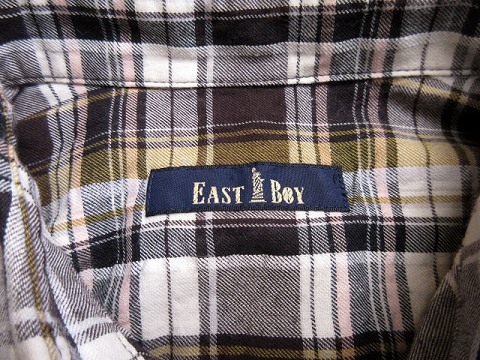 イーストボーイ East Boy ワンピース シャツワンピ チェック フリル 長袖 9 茶 ブラウン レディース 176 ベクトルパーク