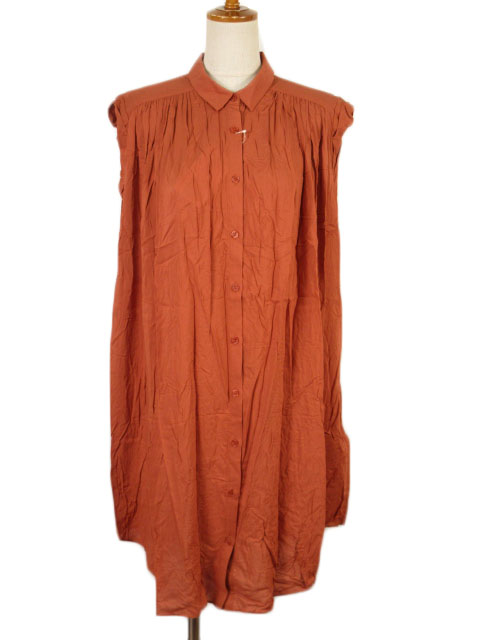 未使用品 ビス Vis ワンピース シャツワンピ ノースリーブ クリンクル ノースリーブ レーヨン M 茶 ブラウン レディース 176 ベクトルパーク