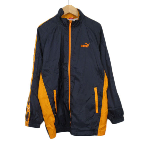 プーマ PUMA ジャケット ウインドブレーカー ロゴ ライン 160 紺 