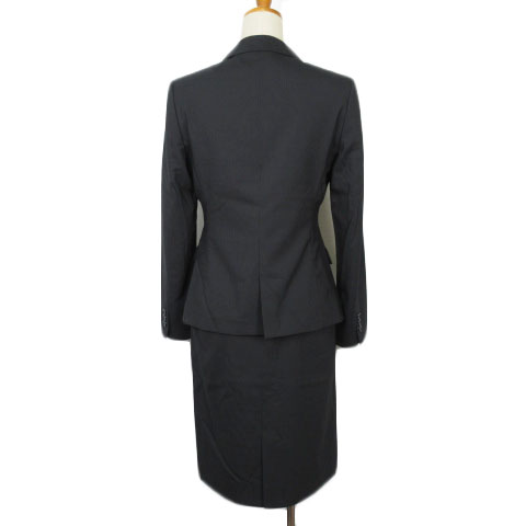 I M G N イマジナチオーネ 洋服の青山 スーツ ジャケット スカート ストライプ ウォッシャブル ウール 7 黒 ブラック レディース 176 ベクトルパーク