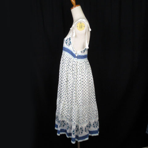 グリーンレーベルリラクシング ユナイテッドアローズ Green Label Relaxing インド綿 フラワー ワンピース 白 ホワイト 青 ブルー レディース 176 ベクトルパーク