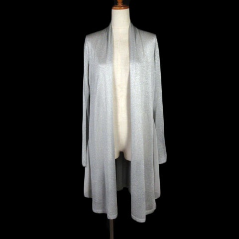 ダーマコレクション Dama Collection カーディガン トッパー ショールカラー ニット シフォン ラメ Ll グレー シルバー レディース 176 ベクトルパーク