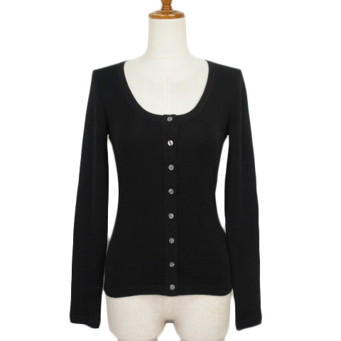 プリングル Pringle 1815 カーディガン ニット Uネック ウール S 黒 ブラック レディース 176 ベクトルパーク