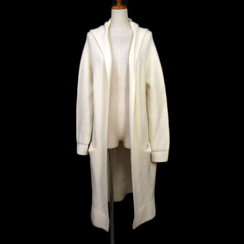 ブラーミン Brahmin ウール ホールガーメントニット ロングカーディガン コーディガン 38 白 オフホワイト レディース 176 ベクトルパーク