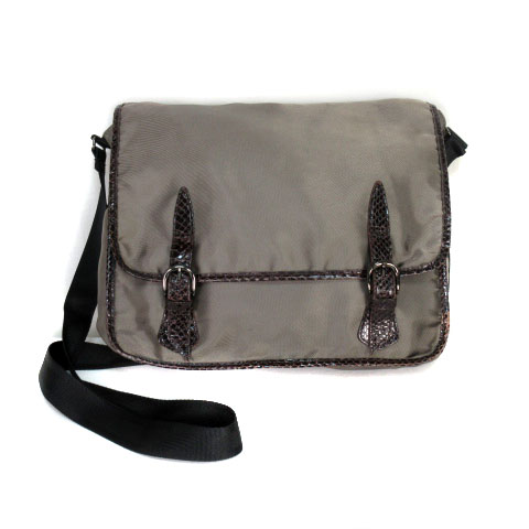 オサムosam ショルダーバッグ ナイロン レザー 型押し 茶 カーキ レディース 176 ベクトルパーク