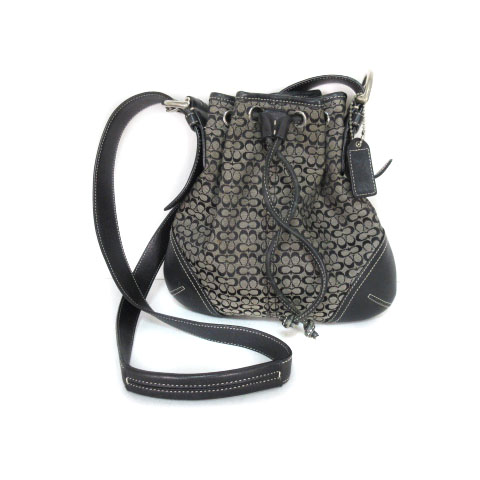 コーチ COACH 6387 ミニシグネチャー ショルダーバッグ 巾着 黒 