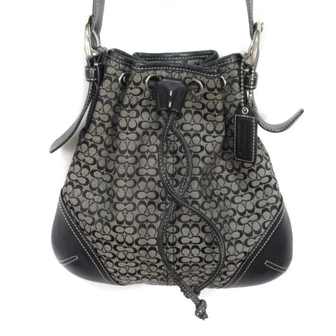 コーチ COACH 6387 ミニシグネチャー ショルダーバッグ 巾着 黒 
