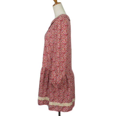 アースミュージック エコロジー Earth Music Ecology ワンピース 花柄 リバティ スカラップ F 赤 レッド レディース 176 ベクトルパーク