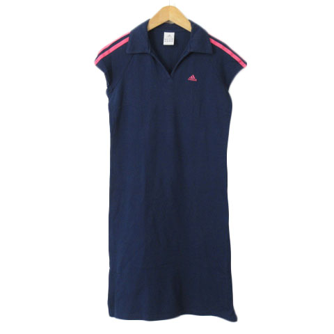 アディダス Adidas ワンピース ポロワンピ ライン 半袖 M 国内正規 紺 ネイビー メンズ レディース 176 ベクトルパーク