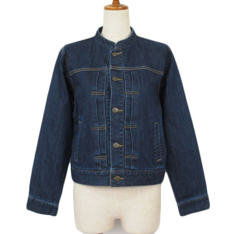 未使用品 タルボット Talbots ジャケット デニム ノーカラー Gジャン L 紺 ネイビー レディース 176 ベクトルパーク