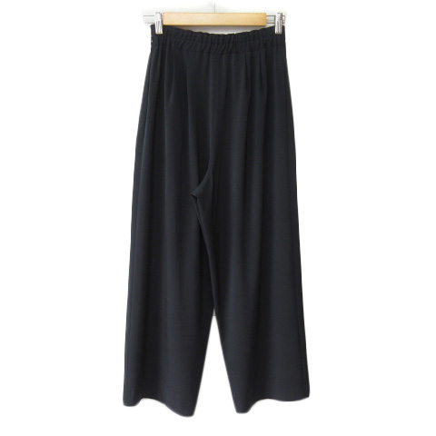 プルーヴ PREUVE パンツ ワイド ハイウエスト レースアップ 38 紺 