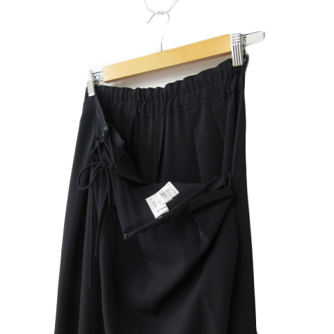 プルーヴ PREUVE パンツ ワイド ハイウエスト レースアップ 38 紺 