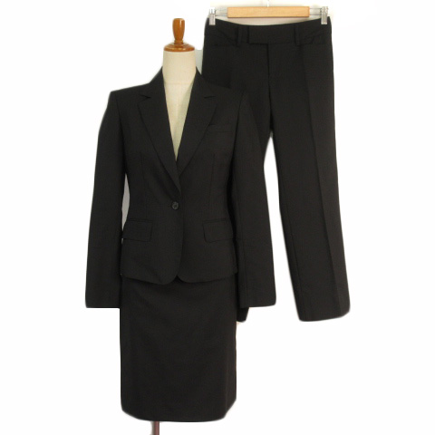 I M G N 洋服の青山 スーツ 3点セット ジャケット パンツ スカート ウール 7 黒 ブラック レディース 176 ベクトルパーク