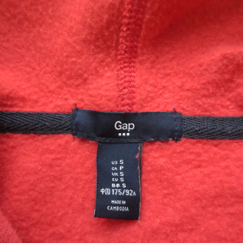 ギャップ GAP パーカー ジップアップ スウェット 裏起毛 S 赤