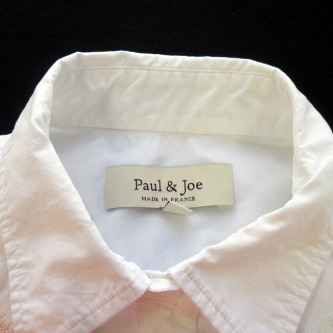 ポール＆ジョー PAUL&JOE シャツ ブラウス 刺繍 花柄 1 フランス製 白 