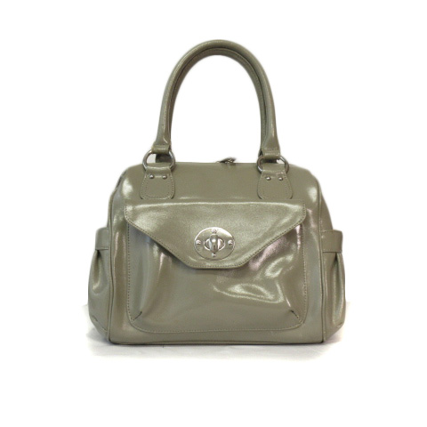 ハマノ HAMANO 濱野 ハンドバッグ 2way ショルダー レザー グレー  