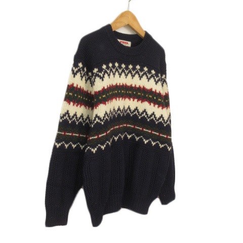 ✈ 80s　McGREGOR　マックレガー　 ウール　ニット セーター　濃紺　L マックレガー マクレガー McGREGOR ヴィンテージ 日本製 セーター