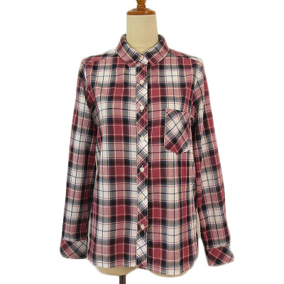 ベイフロー BAYFLOW シャツ チェック 長袖 コットン 4 赤 レッド