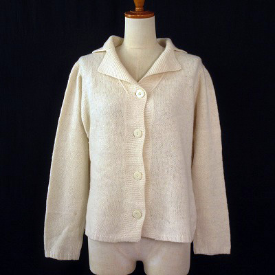 パウダー powder 下迫秀樹 カーディガン ニット ウール M アイボリー  