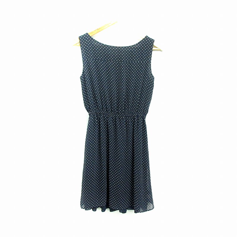 エニィスィス エニシス Anysis ワンピース ひざ丈 ノースリーブ プリーツ リバーシブル ドット シフォン 1 紺 Hm レディース 177 ベクトルパーク