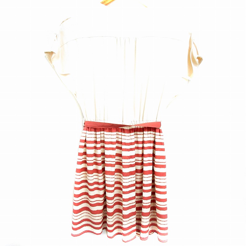 ココディール Coco Deal ワンピース ひざ丈 フレンチスリーブ ボーダー エポーレット 1 茶 ベージュ 赤 レッド ピンク Hm レディース 177 ベクトルパーク