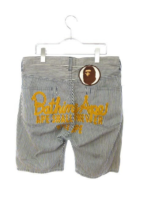 ☆美品☆エイプ ベイプA BATHING APE ヒッコリー ショートパンツ アベイシングエイプ A BATHING APE パンツ ショート ヒッコリー