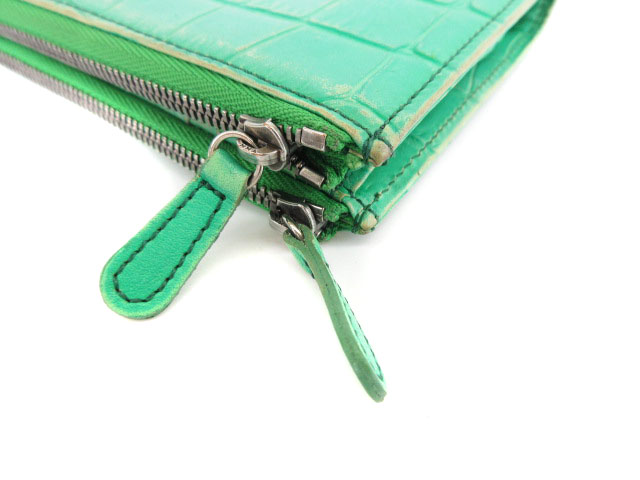 ポーター PORTER 財布 二つ折り クロコ 型押し レザー 緑 グリーン /yy