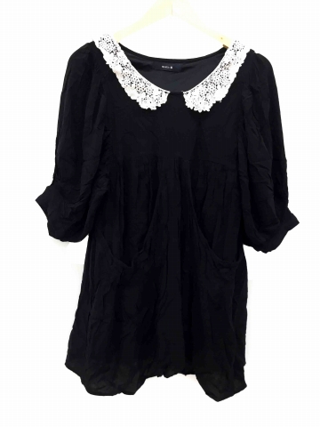 ミスティック Mystic ワンピース ミニ レース 七分袖 F 黒 ブラック 白 ホワイト Fh14 レディース 1 ベクトルパーク