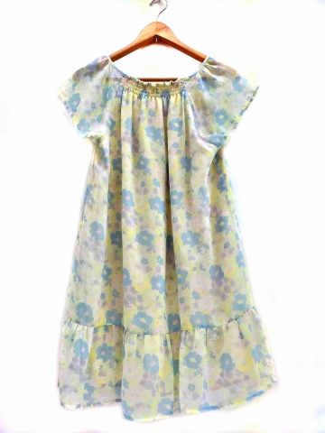 ハンブル バイ パラビオン Hamble By Par Avion ワンピース チュニック 半袖 刺繍 花柄 フリル リボン One アイボリー 水色 Hm64 レディース 1 ベクトルパーク